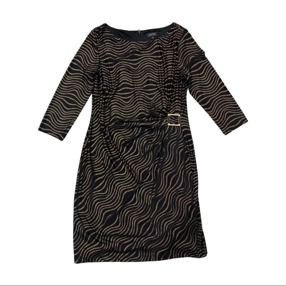 Tahari by ASL Formal Wear Sheath Dress Black Metallic Gold - Picture 2 of 9